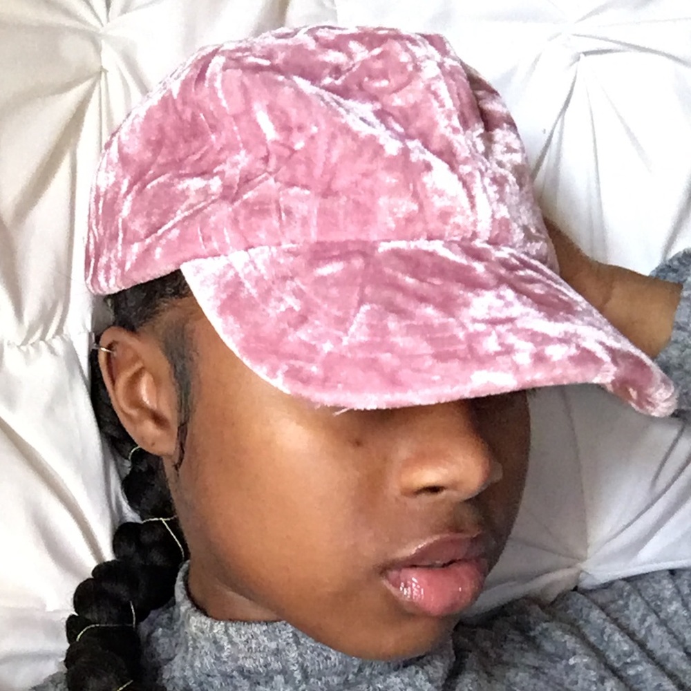 pink polyester dad cap.